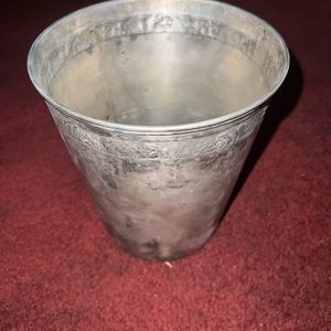 VINTAGE POTTERY BARN PEWTER GRAPEVINE WINE CHAMPAGNE ICE BUCKET CHILLER.